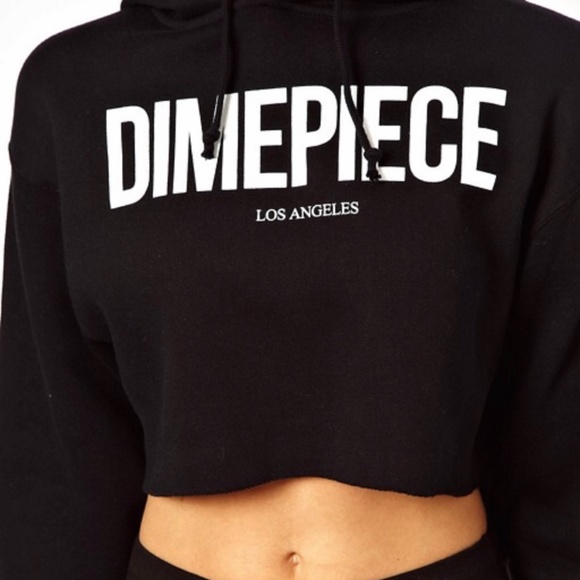Dime Piece LA Tops - Dime Piece LA Cropped Black Hooded Sweatshirt